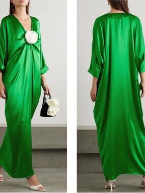 BERNADETTE Gilles silk kaftan dress size 38EU NWT in green